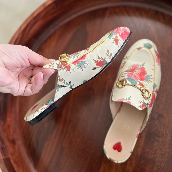 Gucci floral print leather loafers 38.5 - Picture 4 of 6